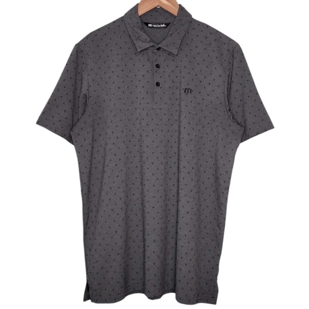 Travis Mathew Men's Gray Comfort Fit Athletic Golf Polo Short Sleeve Shirt Sz L